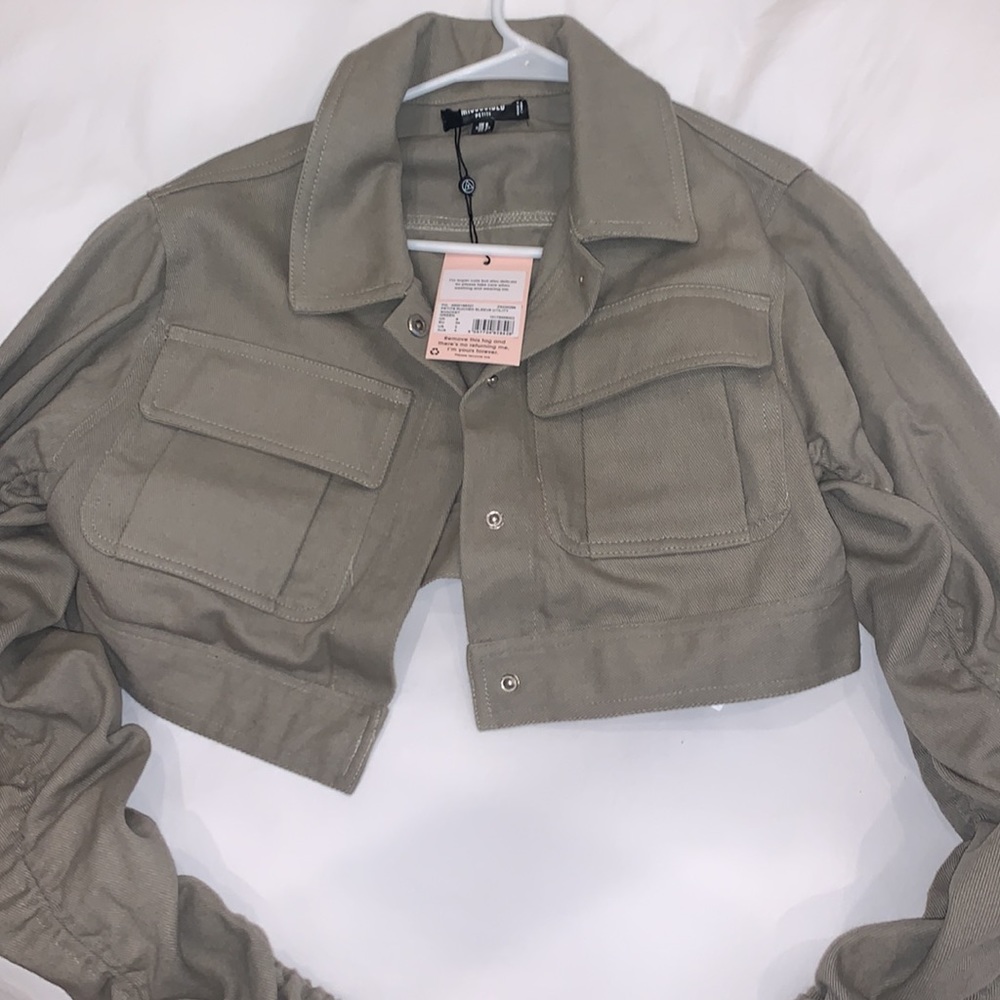 NWT Missguided petite ruched sleeve utility shacket